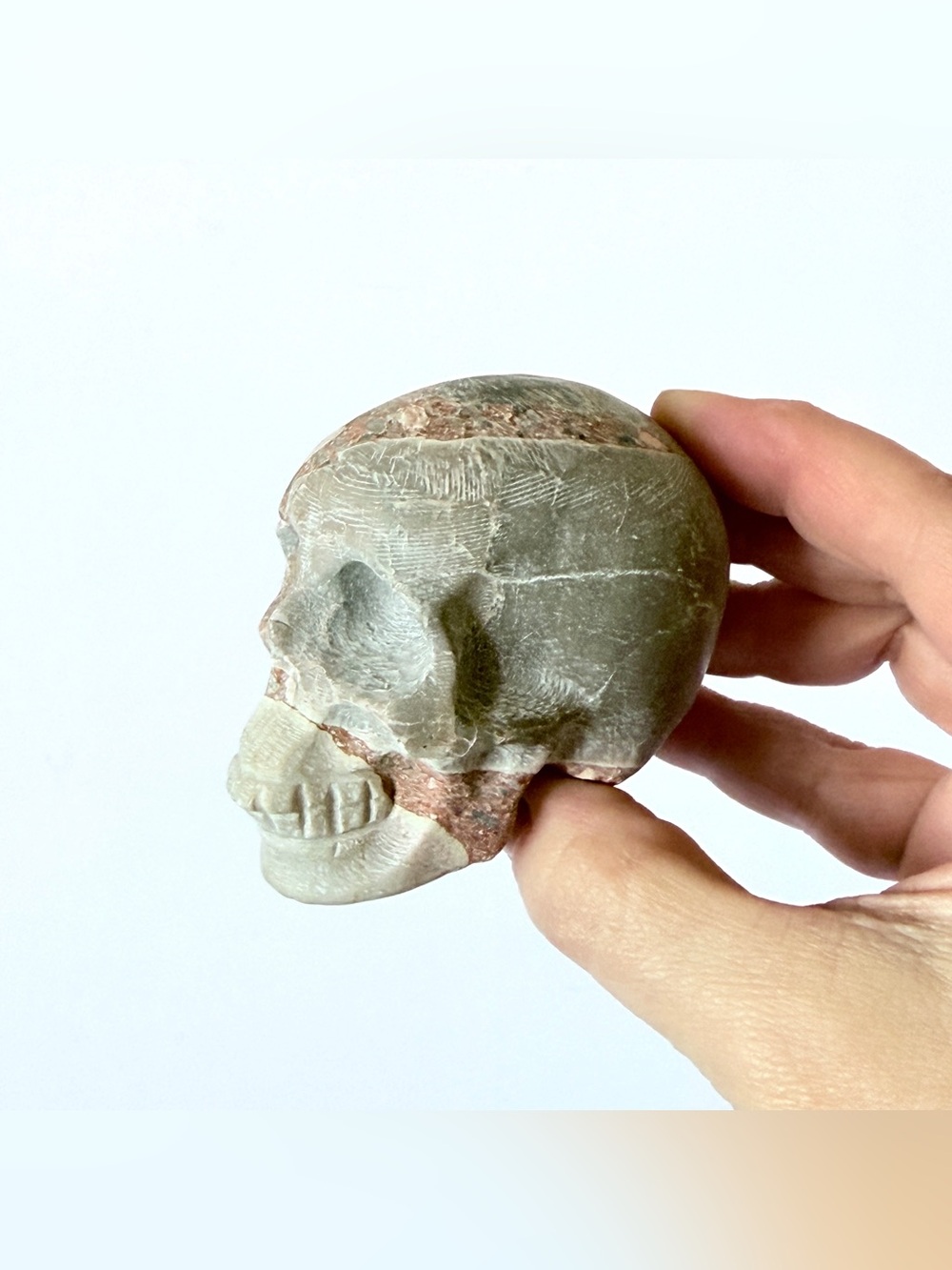 Australian Brecciated Chert Crystal Skull Carving Carved Stone Sculpture 294g - Picture 9 of 15